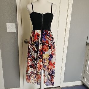 Material Girl Black and Multicolor High Low Dress